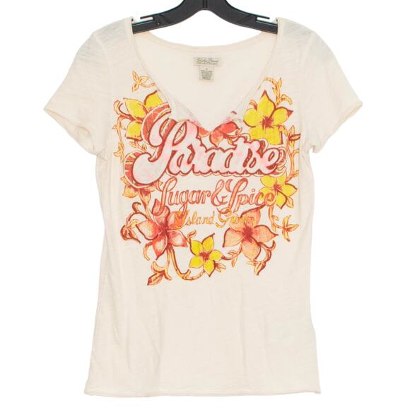 Lucky Brand Top Y2K Retro Summer Tropical Boho Beachy Island Bold Graphic Small - Picture 1 of 5